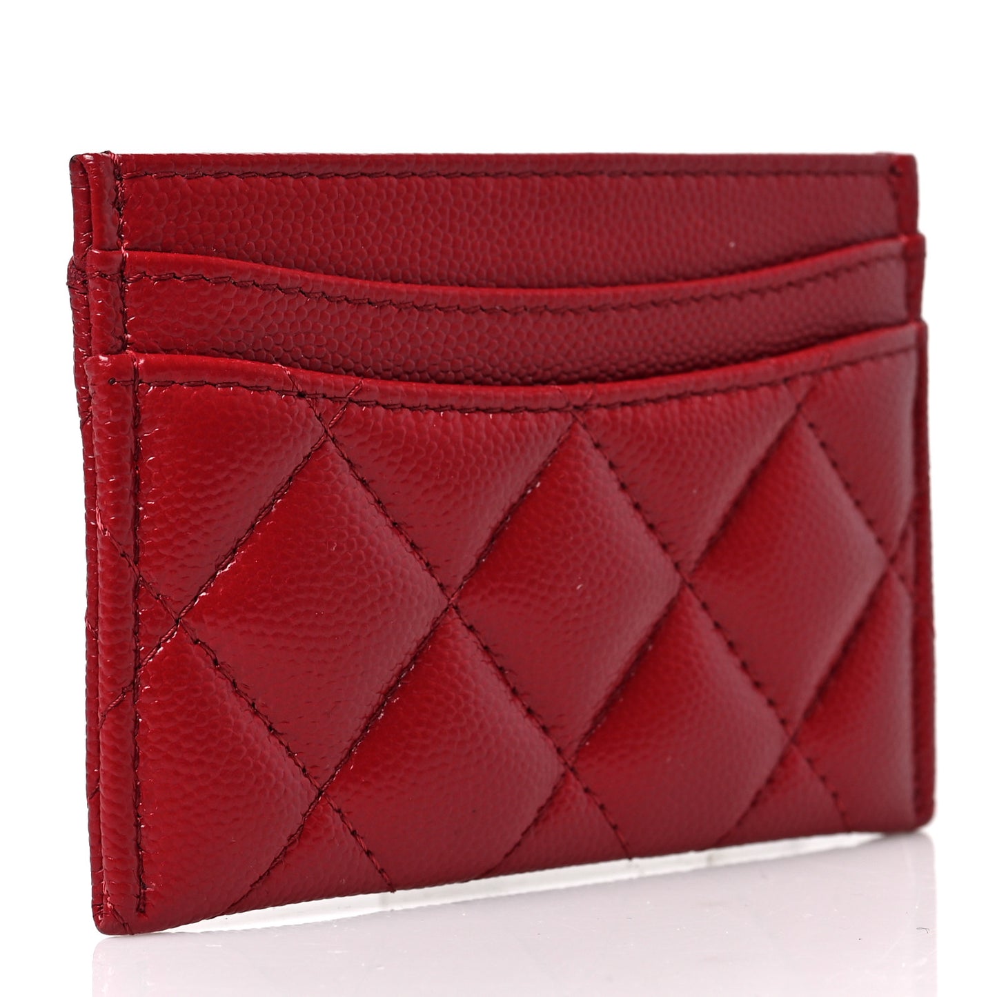 Caviar Quilted Card Holder Red