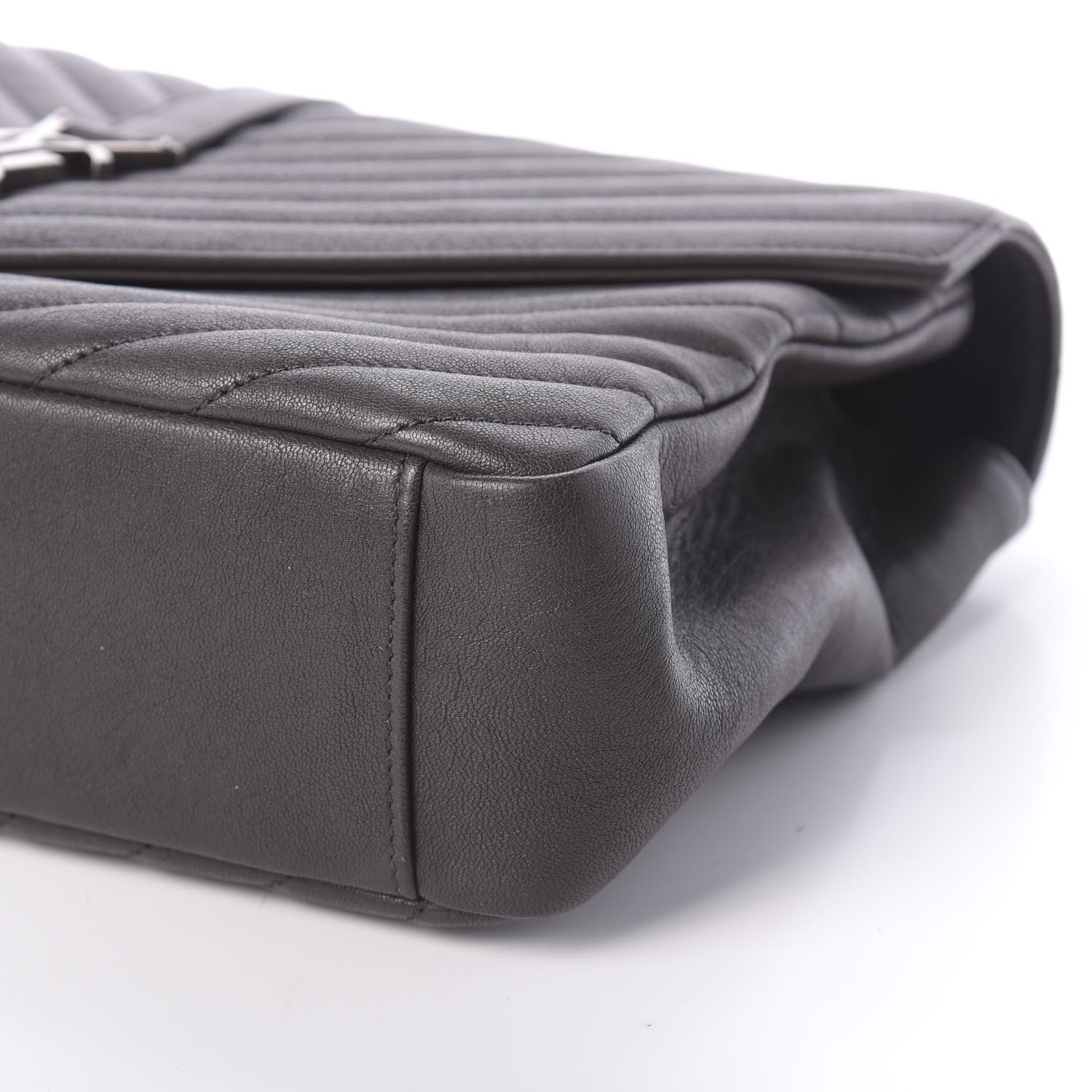 Saint Laurent Sheepskin Matelasse Chevron Monogram Large College Satchel Dark Anthracite 10 of 10