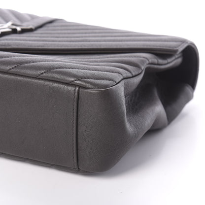 Saint Laurent Sheepskin Matelasse Chevron Monogram Large College Satchel Dark Anthracite 10 of 10