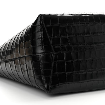 Mansur Gavriel Calfskin Crocodile Embossed Large Shopping Tote Black 10 of 12