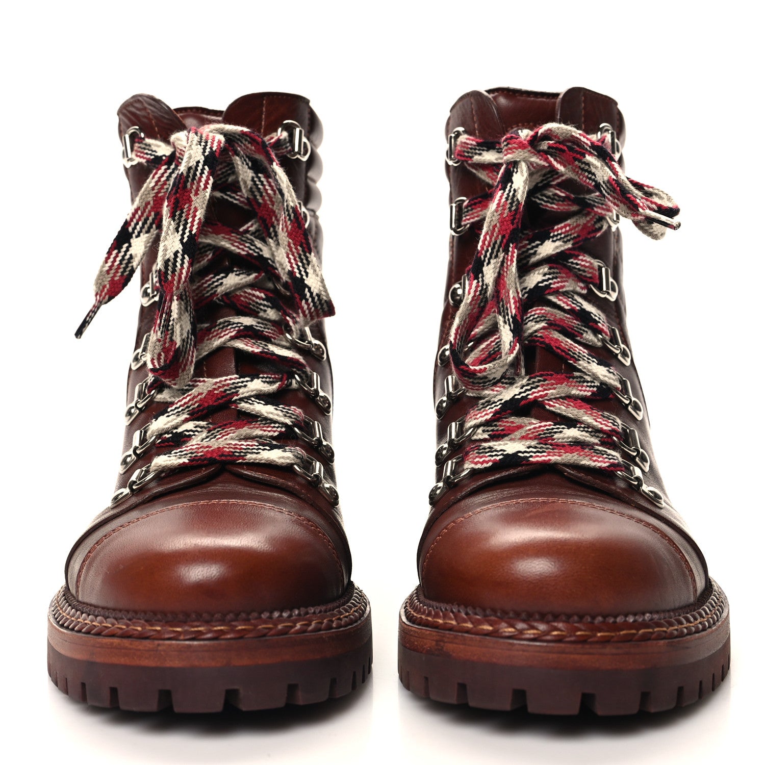 Chanel Lambskin Quilted Lace Up Boots 37 Brown 2 of 9