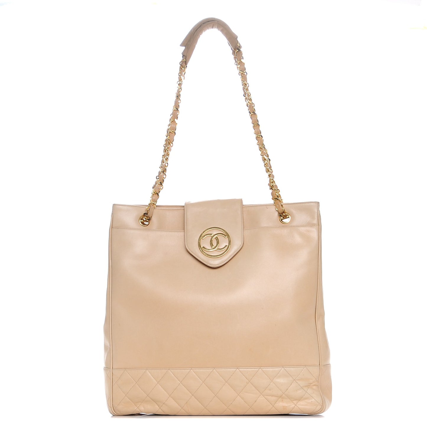 Lambskin Quilted Tote Beige