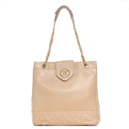 Chanel Lambskin Quilted Tote Beige 1 of 12