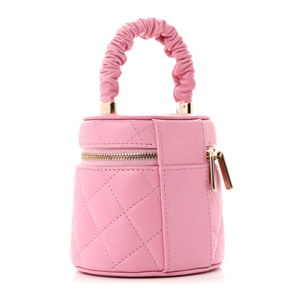 Chanel Lambskin Quilted Ruched Handle Vanity Case Pink 3 of 11