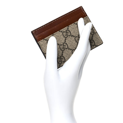 Gucci GG Supreme Monogram Calfskin Card Holder Beige Ebony Cuir 2 of 11