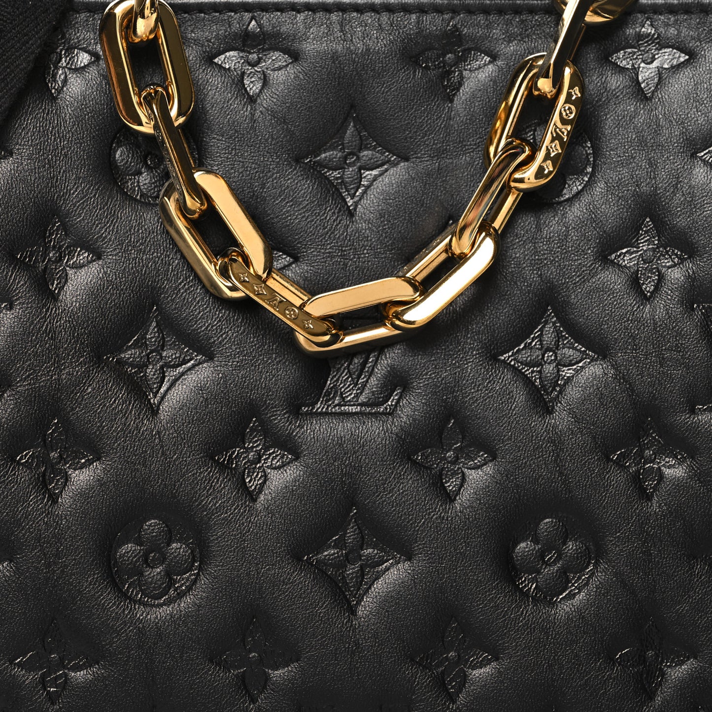 Lambskin Embossed Monogram Coussin PM Black