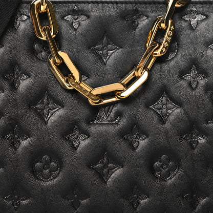 Louis Vuitton Lambskin Embossed Monogram Coussin PM Black 9 of 11