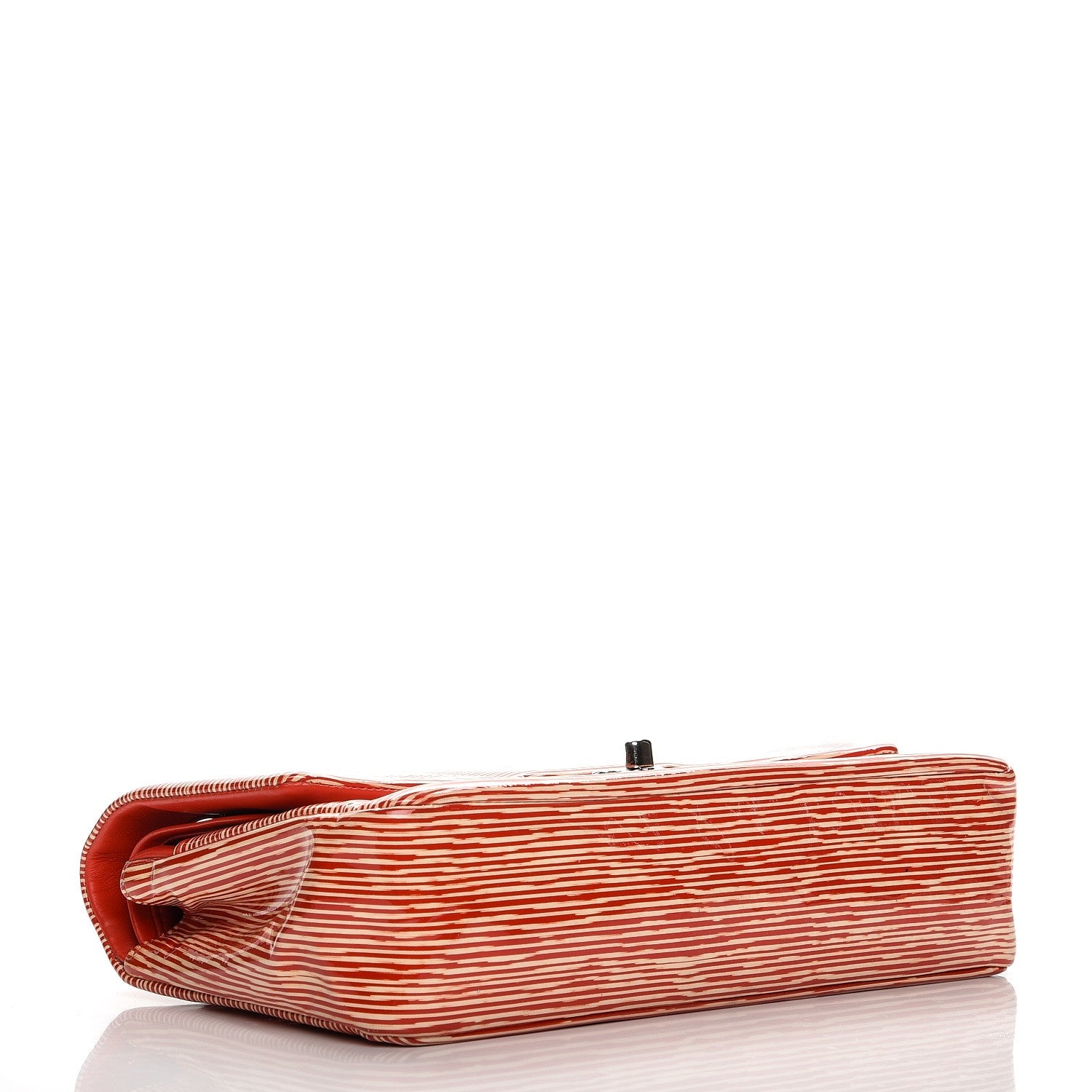 Chanel Patent Calfskin Striped Medium Double Flap Red 4 of 12