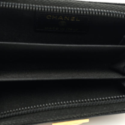 Chanel Caviar Quilted Boy Zip Around Coin Purse Wallet Black 5 of 8