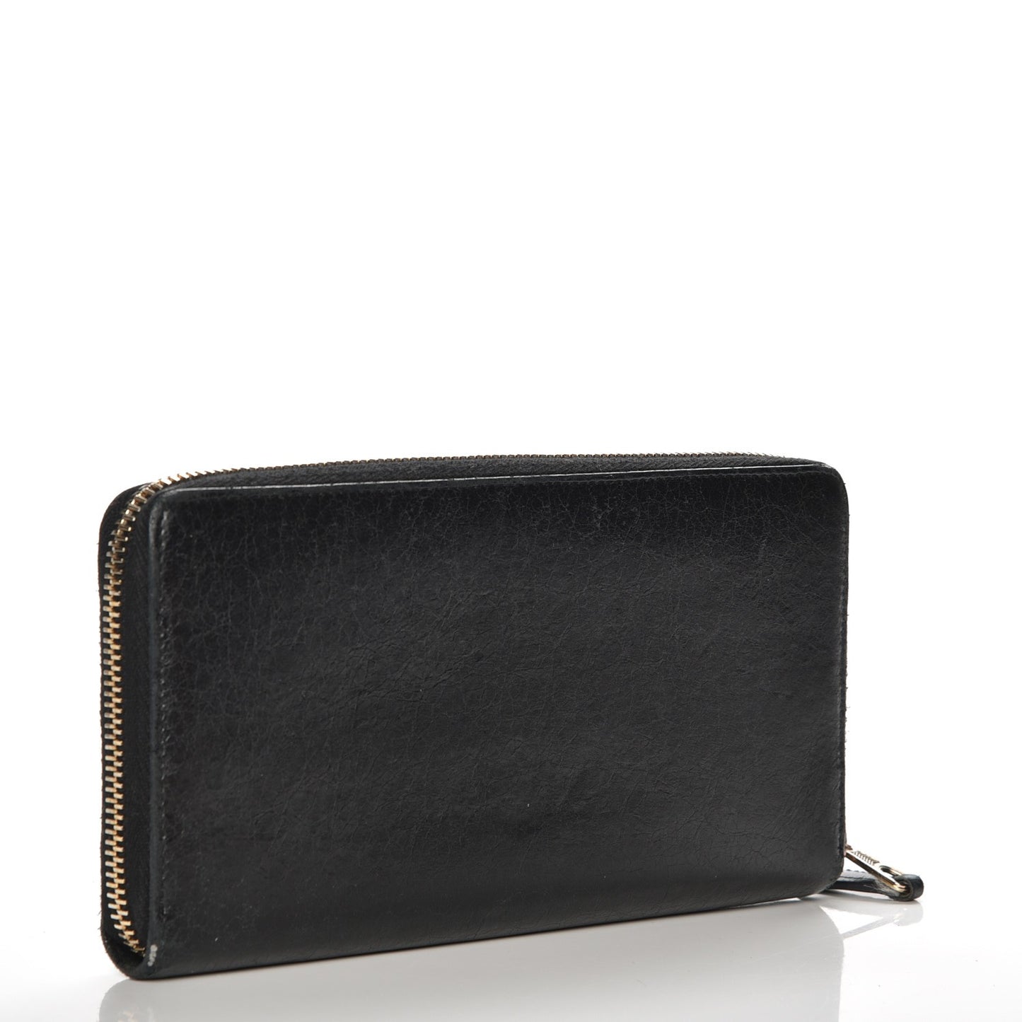 Agneau Giant 12 Rose Gold Hardware Continental Zip Around Wallet Black