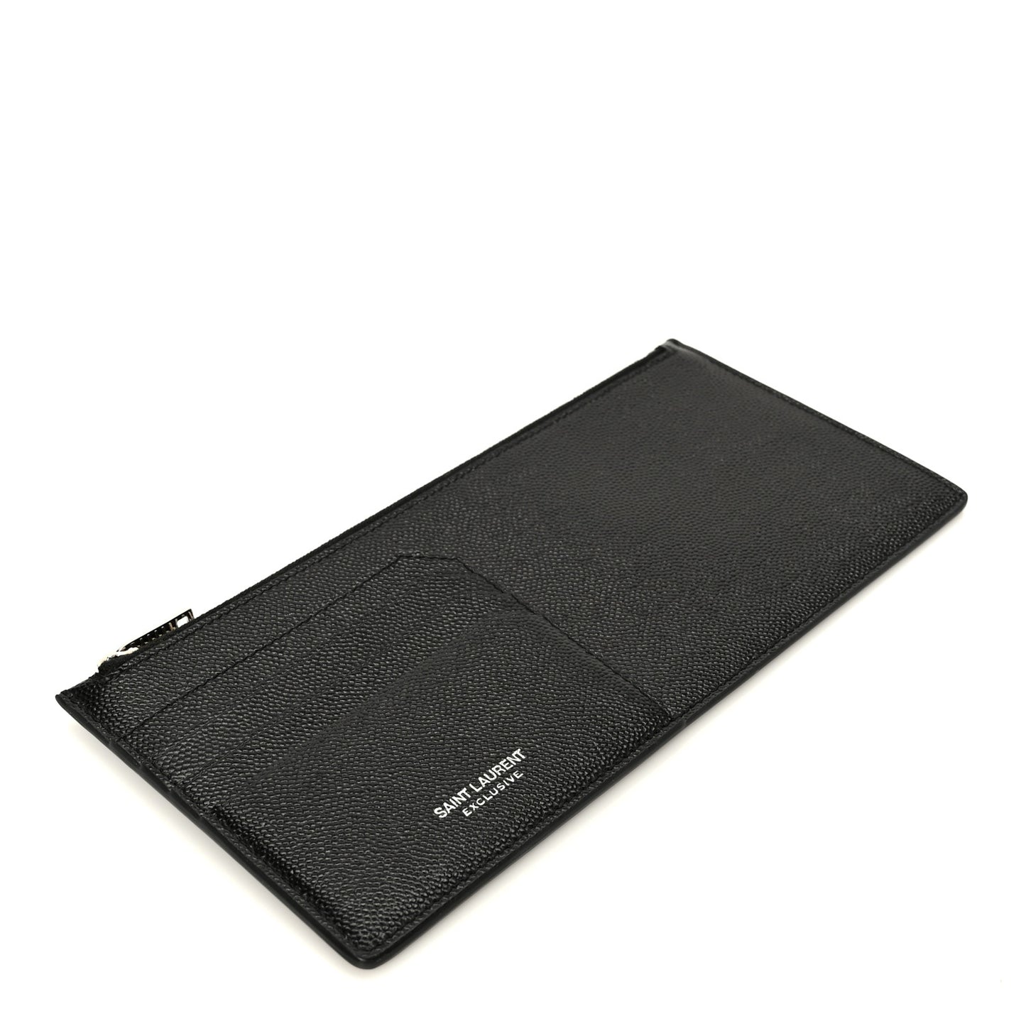 Grained Calfskin Zip Pouch Tech Card Holder Black