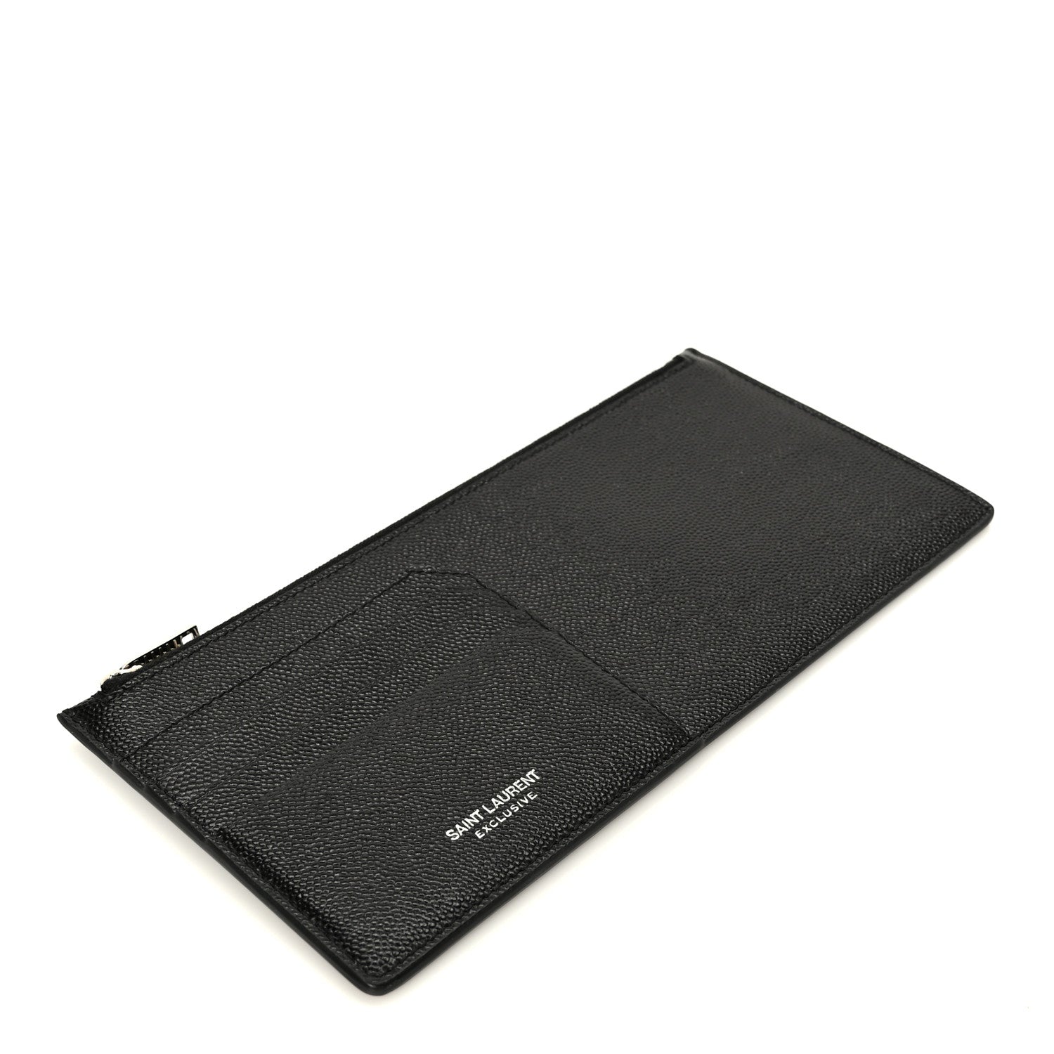 Saint Laurent Grained Calfskin Zip Pouch Tech Card Holder Black 4 of 8