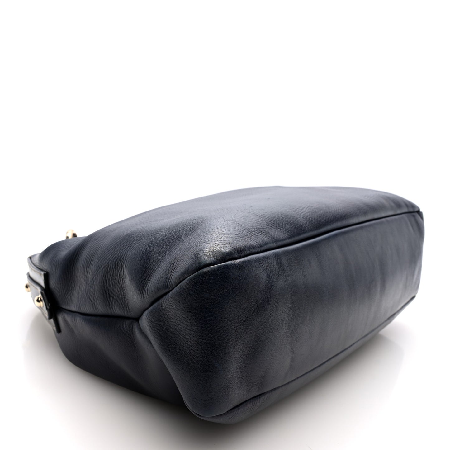Calfskin Medium Horsebit Chain Hobo Navy