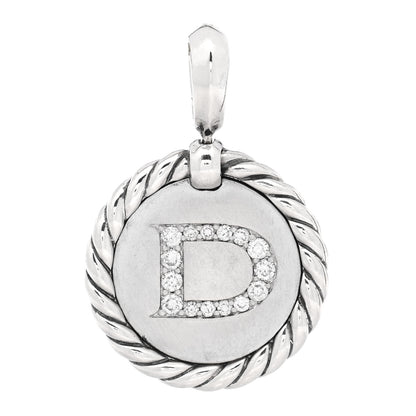 David Yurman Sterling Silver Diamond Initial D Charm 1 of 3