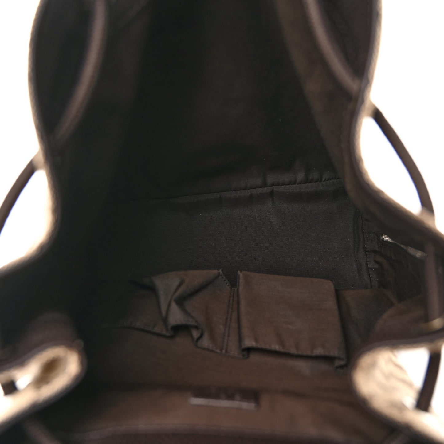 Monogram Dollar Calfskin O Drawstring Backpack Beige Ebony Testa di Moro Dark Chocolate