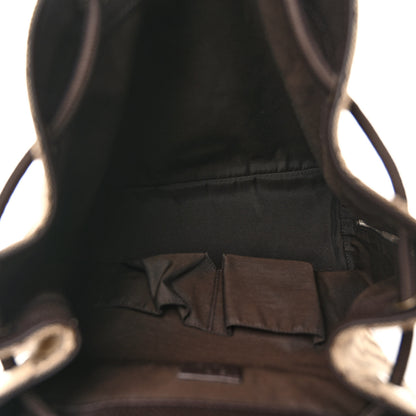 Gucci Monogram Dollar Calfskin O Drawstring Backpack Beige Ebony Testa di Moro Dark Chocolate 5 of 10