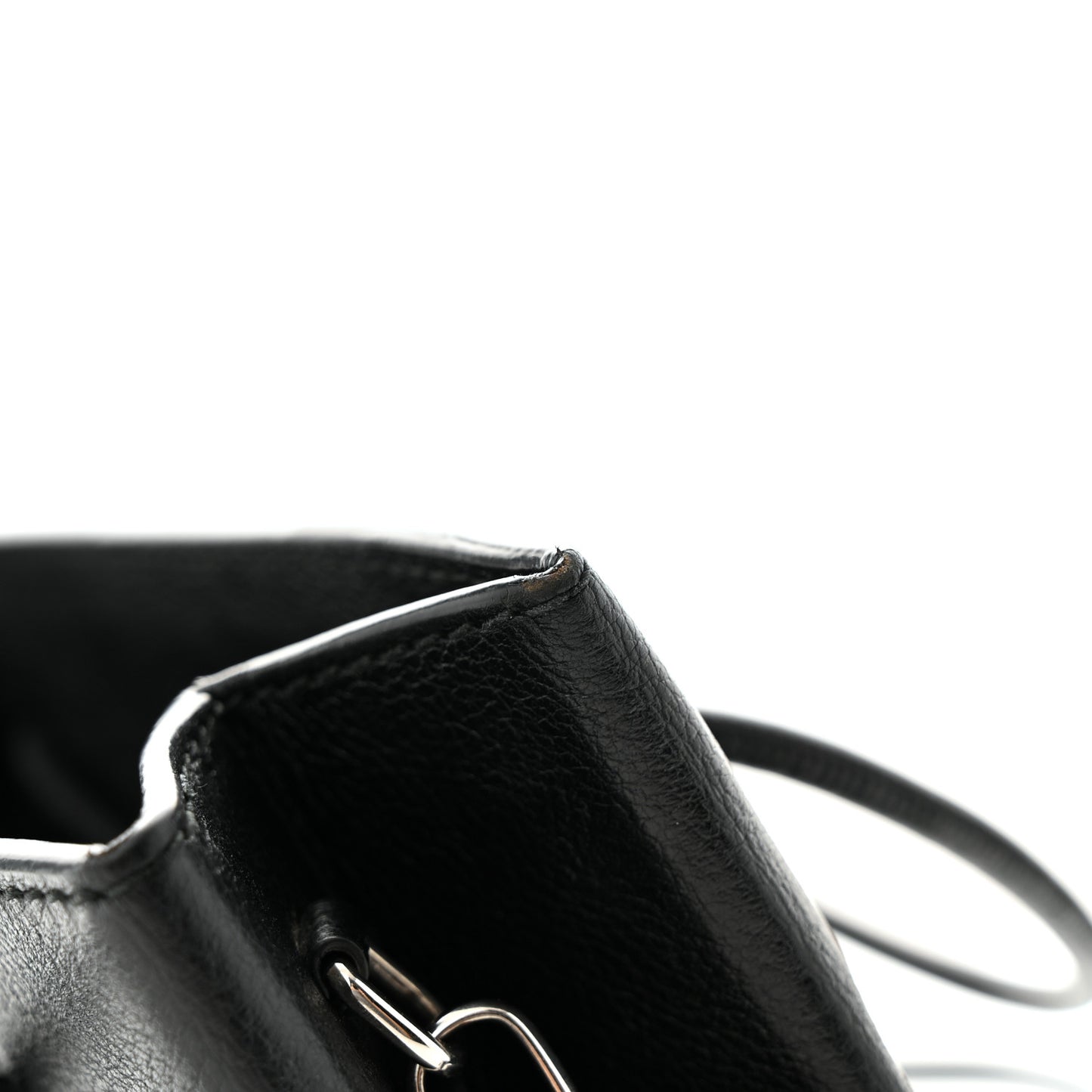 Calfskin Logo Shopping S Tote Black White
