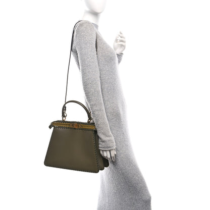 Fendi Vitello King Ceylon Shiny Nappa Woven Medium Peekaboo I SEE U Satchel Avocado Cedro Camaleonte 2 of 9