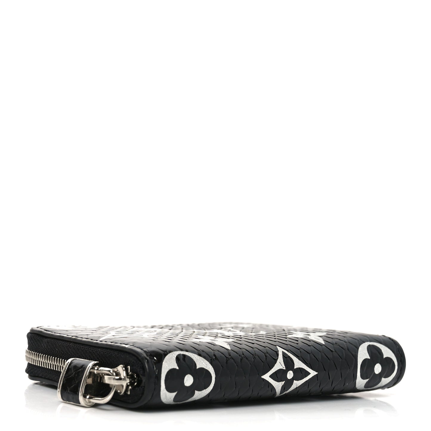 Snakeskin Monogram Zippy Padlock Coin Purse Black