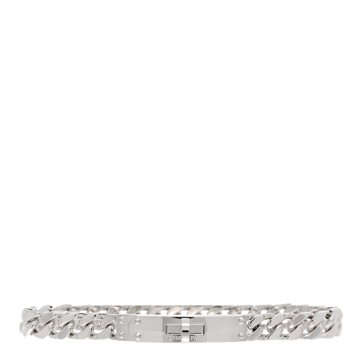 Hermes Sterling Silver TPM Kelly Gourmette Bracelet ST 1 of 3