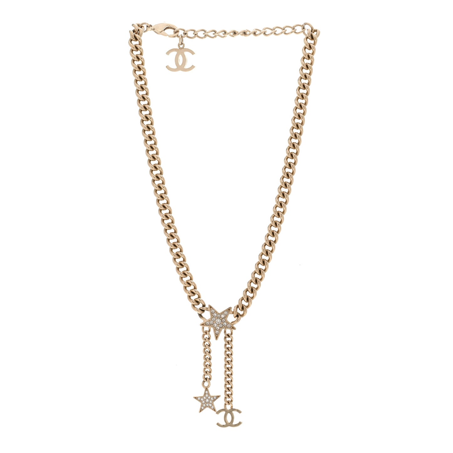 Metal Crystal Chain CC Star Pendant Choker Necklace