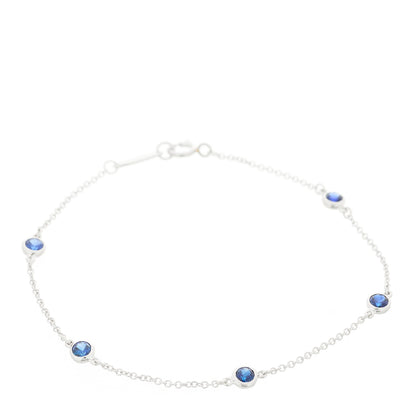 Tiffany Platinum Blue Sapphire Elsa Peretti Color By The Yard 5 Station Bracelet 1 of 5