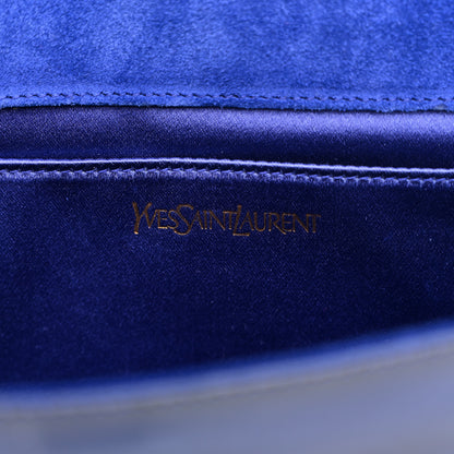 Saint Laurent Patent Calfskin Monogram Large Belle De Jour Clutch Royal Blue 6 of 12