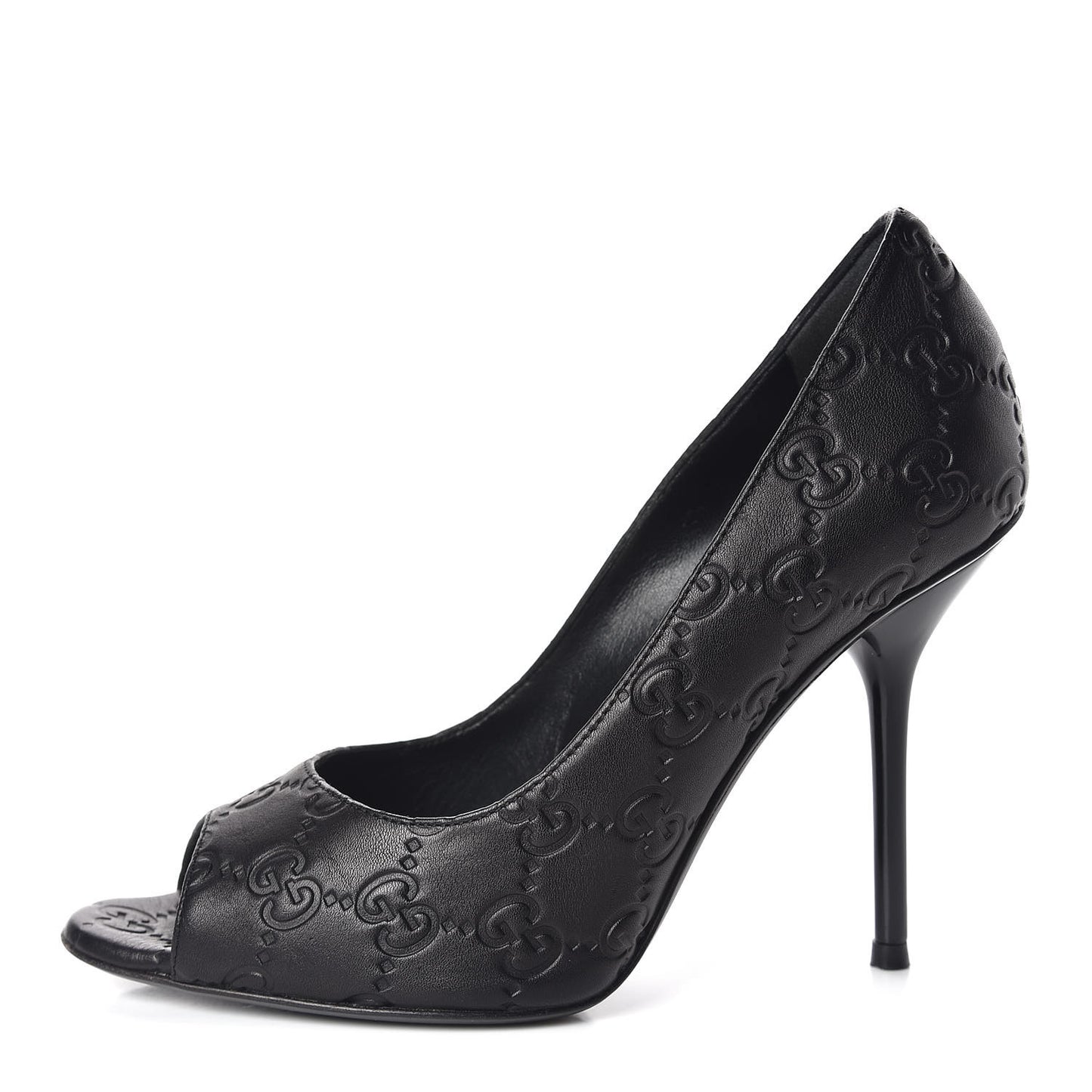 Guccissima GG Peep Toe Heels 36 Black