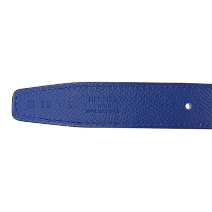 Hermes Swift Epsom 24mm Belt Strap 75 Black Bleu Electrique 3 of 6