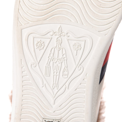Gucci Calfskin Wool Web Bee Embroidered Mens Ace High Top Sneakers 9 White 6 of 11