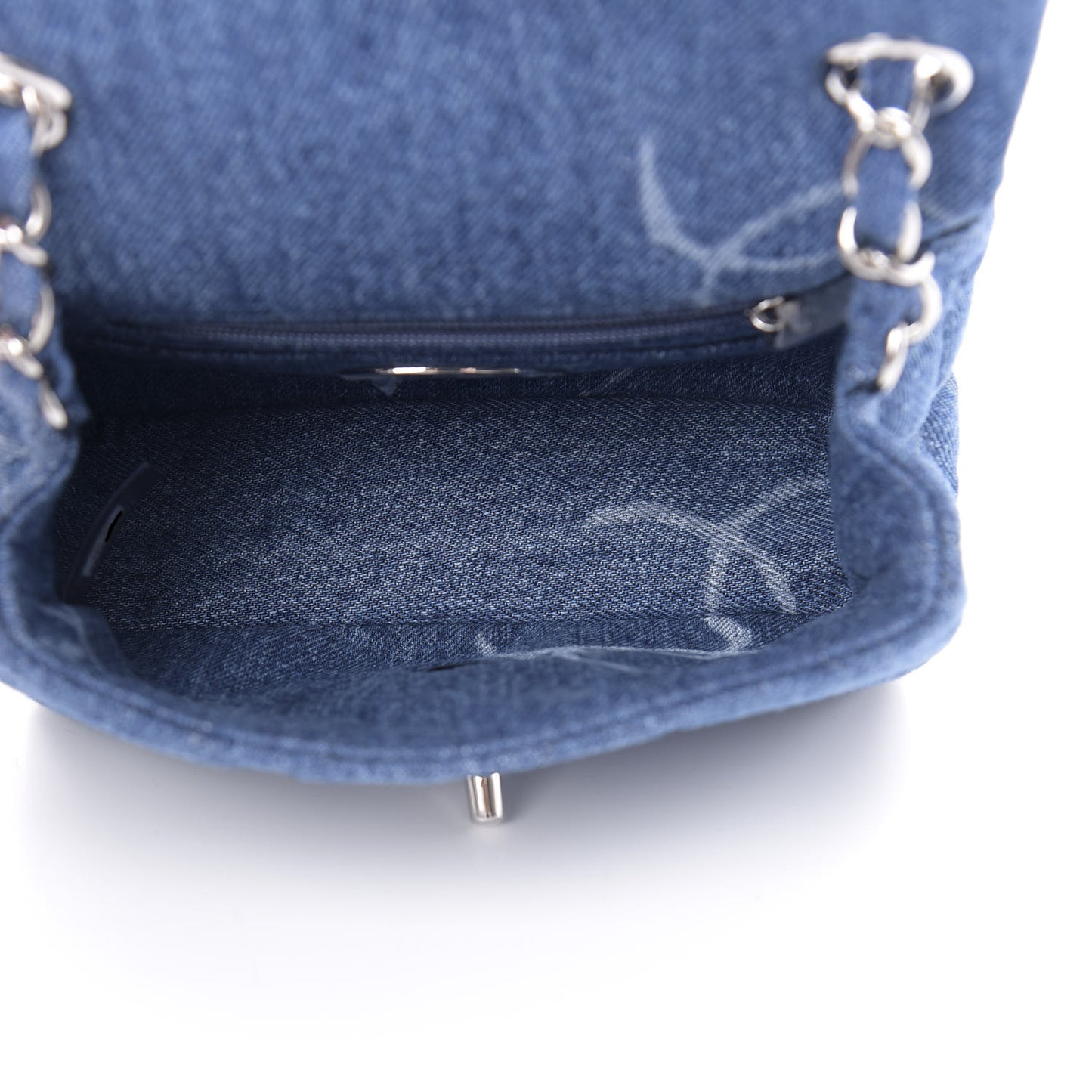 Denim CC Quilted Mini Square Flap Blue