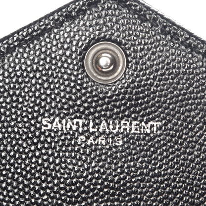 Saint Laurent Grain De Poudre Matelasse Chevron Monogram Envelope Chain Wallet Black 6 of 7