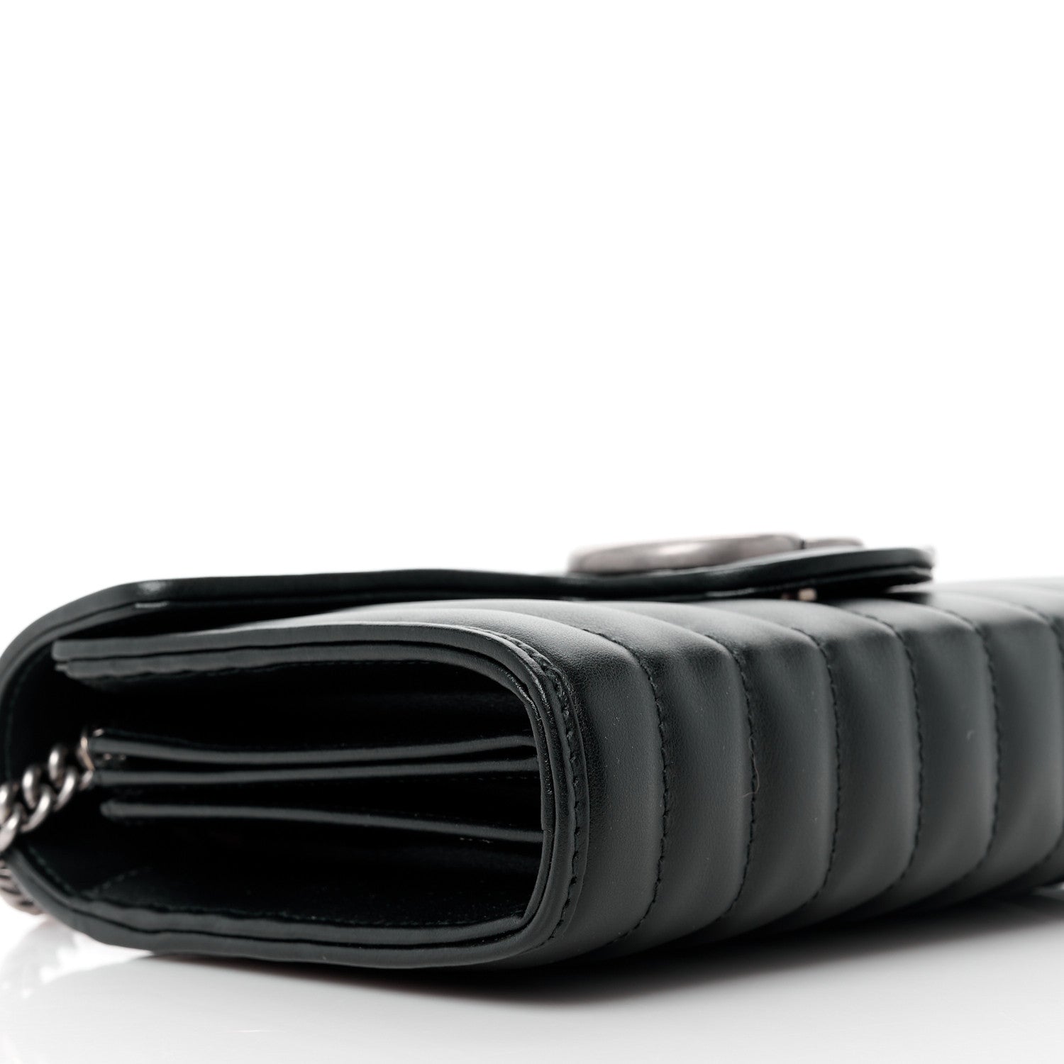 Gucci Calfskin Matelasse Aria GG Marmont Chain Wallet Black 9 of 10