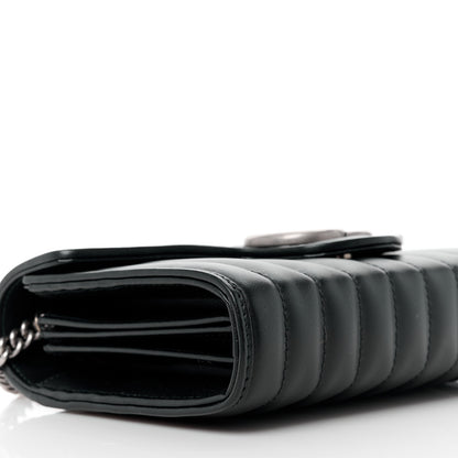 Gucci Calfskin Matelasse Aria GG Marmont Chain Wallet Black 9 of 10