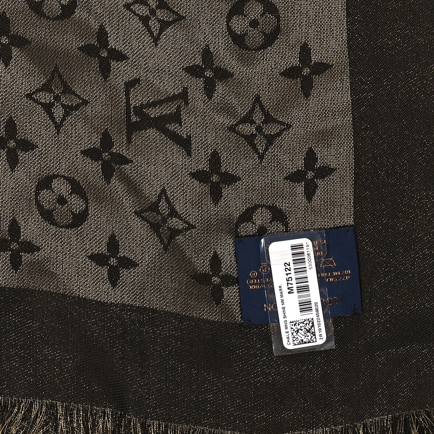 Silk Lurex Wool Monogram Shine Shawl Brown