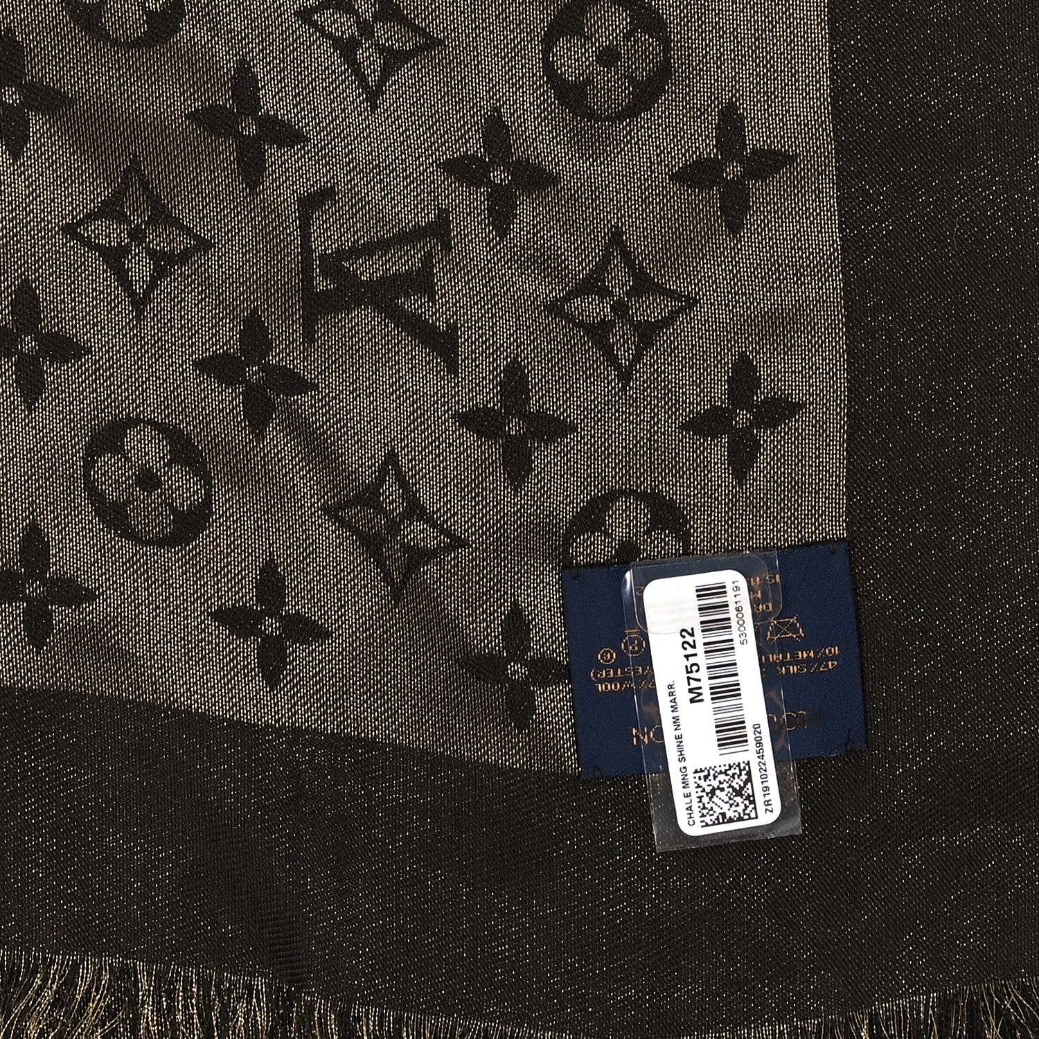 Louis Vuitton Silk Lurex Wool Monogram Shine Shawl Brown 2 of 3