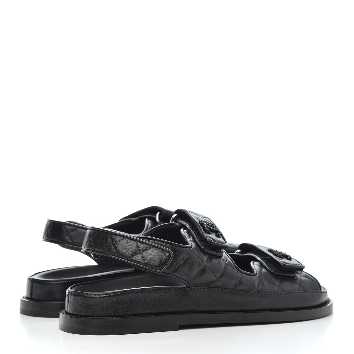 Lambskin Velcro Dad Sandals 37.5 Black
