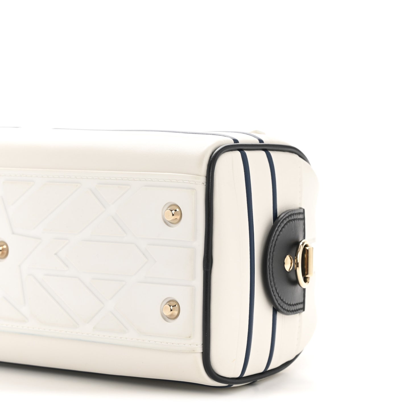 Calfskin Small Dior Vibe Zip Bowling Bag White