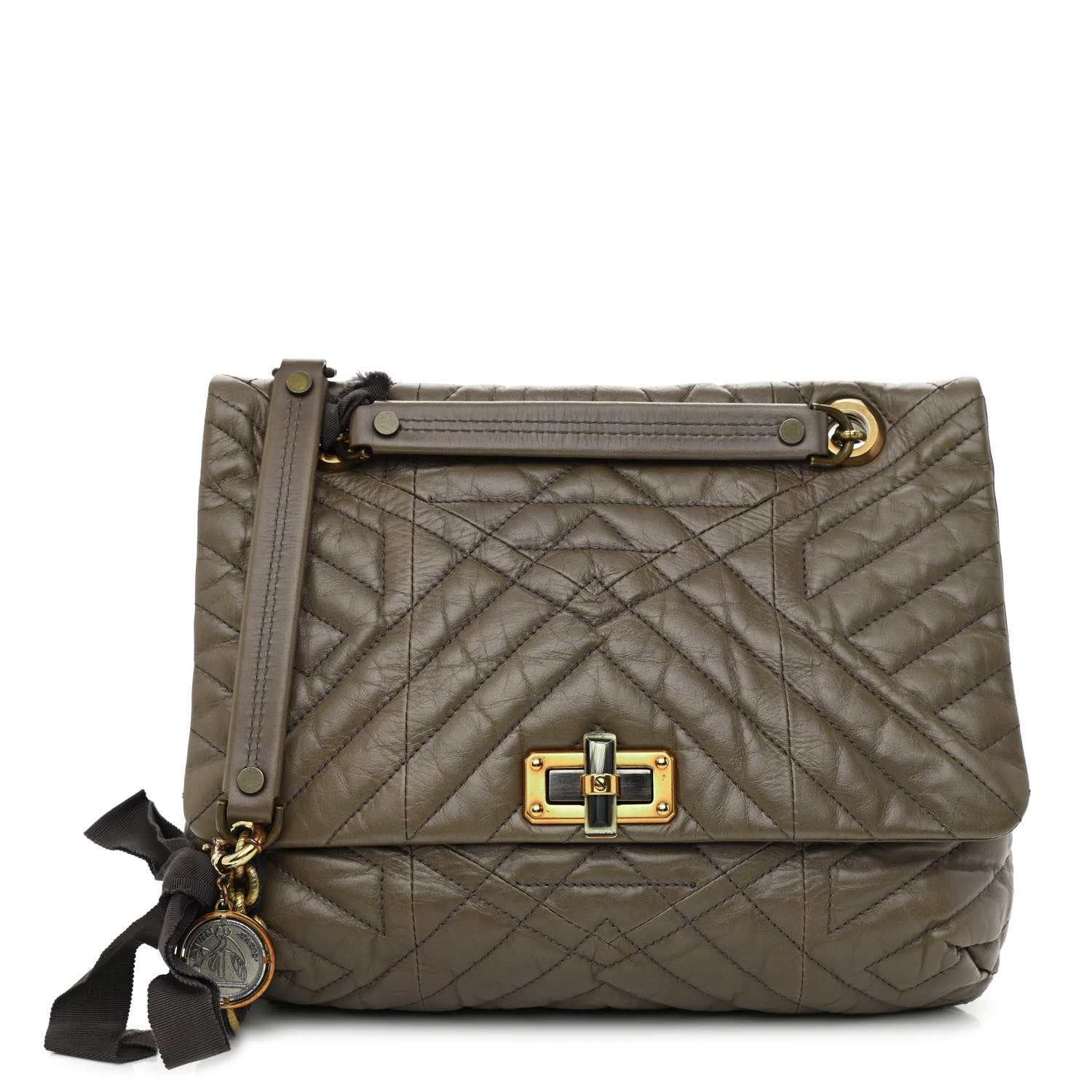 Lanvin Calfskin Quilted Medium Happy Shoulder Bag Brown 1 of 9