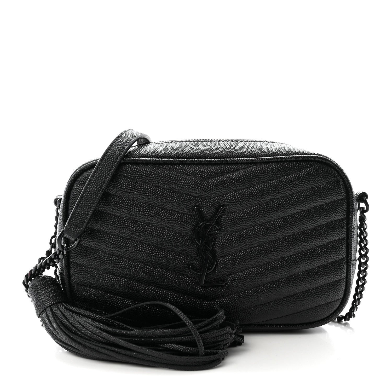 Saint Laurent Grain De Poudre Matelasse Monochrome Monogram Mini Lou Camera Bag Black 1 of 9