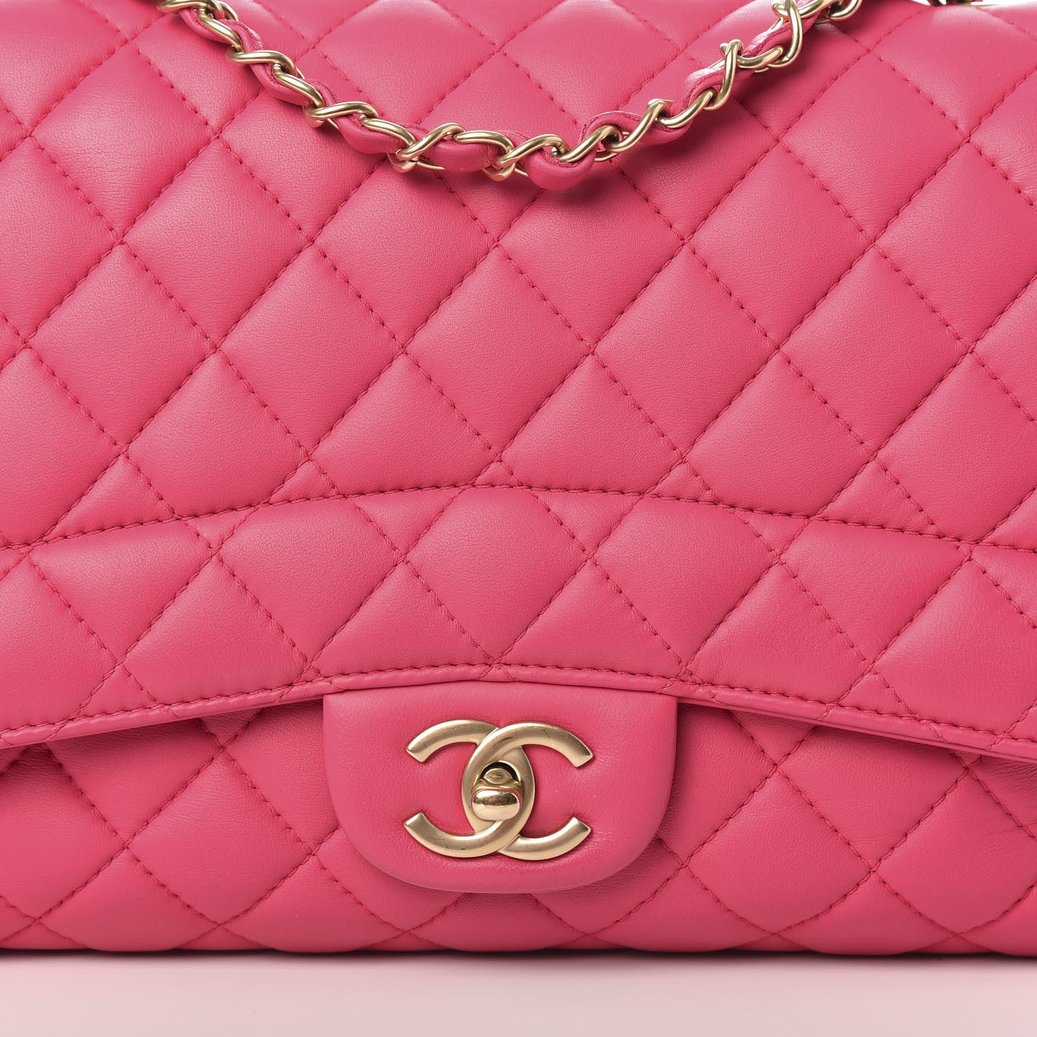 Chanel Lambskin Quilted Jumbo Mademoiselle Chic Flap Fuchsia 15 of 15