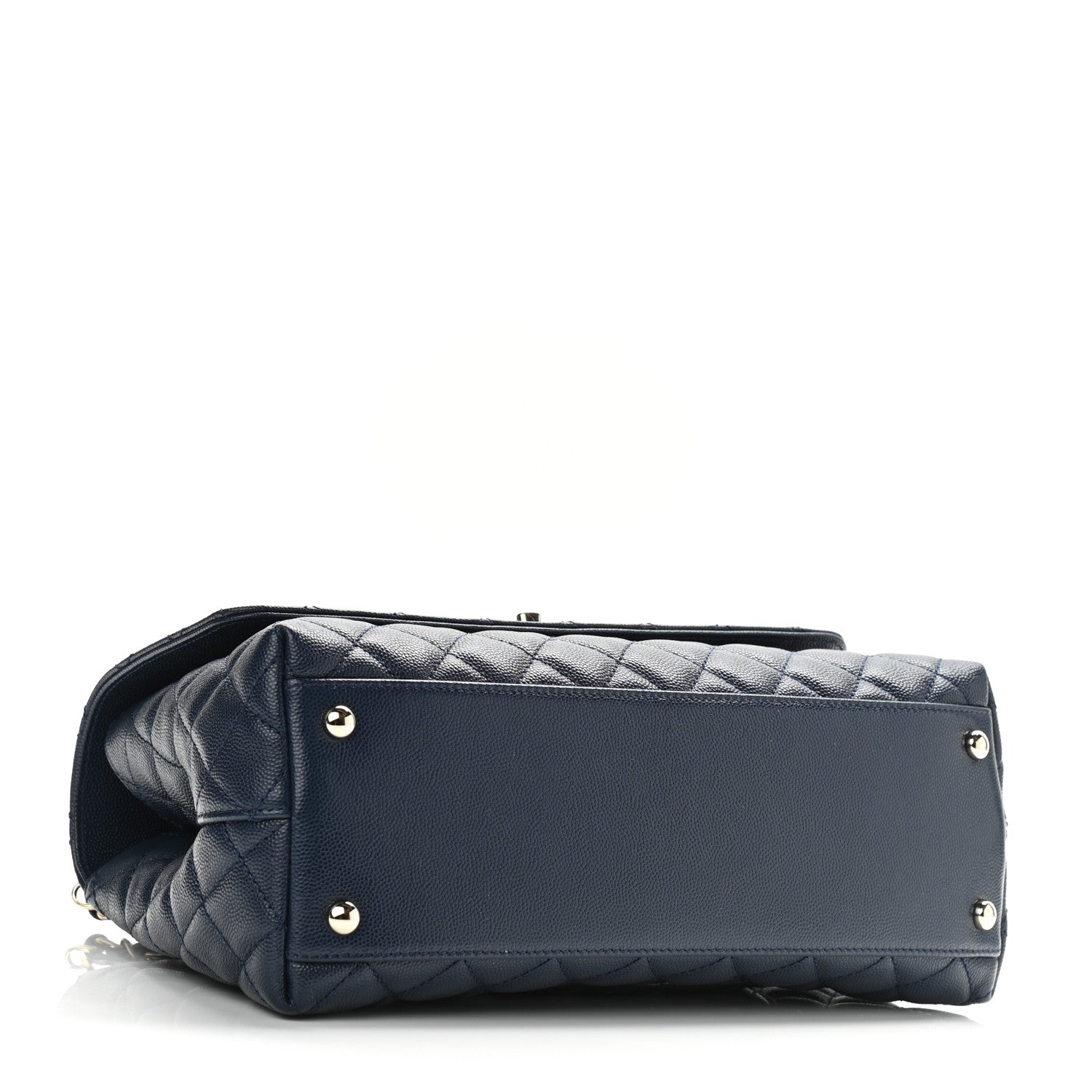 Chanel Caviar Lizard Embossed Quilted Small Coco Handle Flap Navy Blue 4 of 9