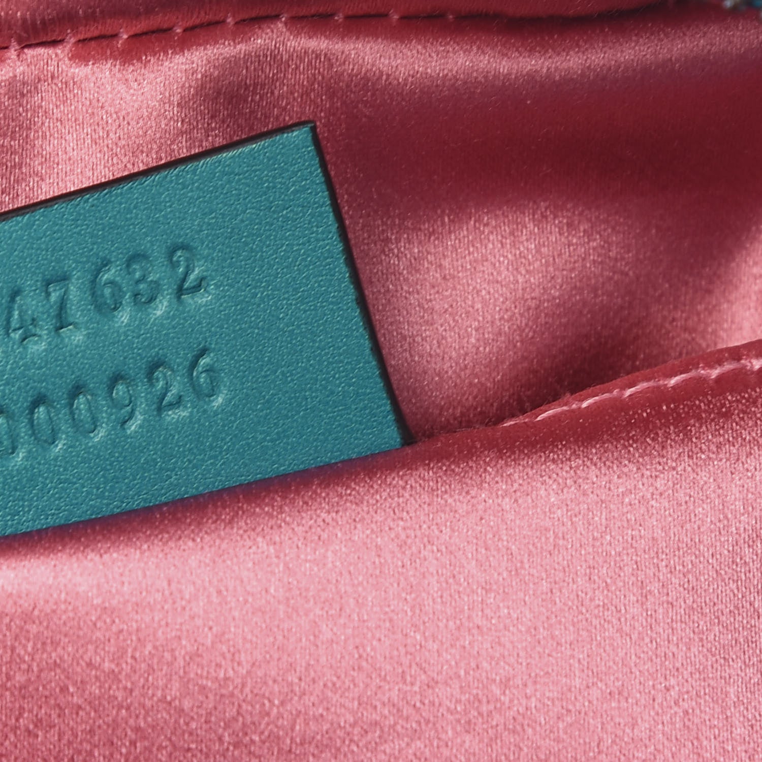 Gucci Velvet Matelasse Small GG Marmont Chain Shoulder Bag Pavone Cyan 9 of 10