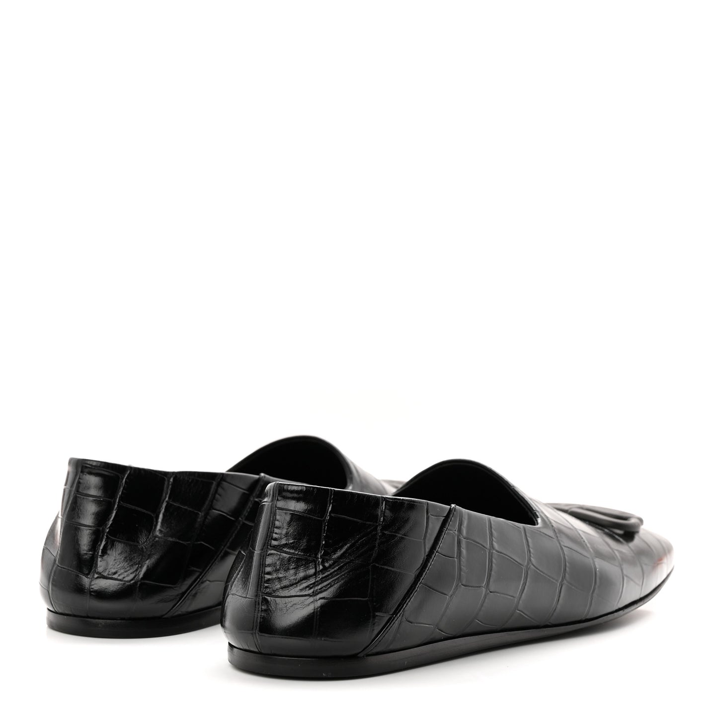 Calfskin Crocodile Embossed Cozy BB Loafer 39 Black