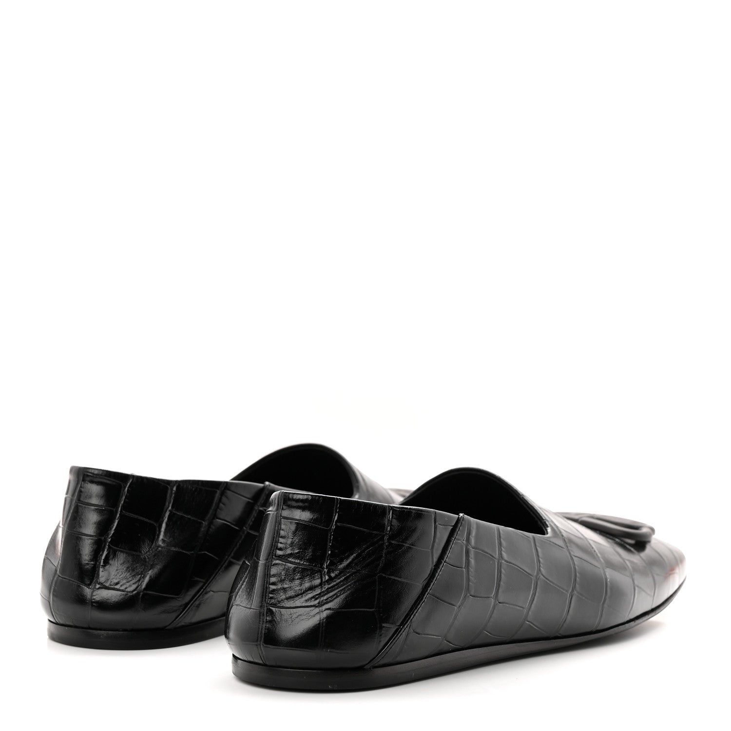 Balenciaga Calfskin Crocodile Embossed Cozy BB Loafer 39 Black 5 of 9