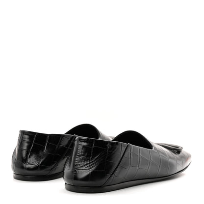 Balenciaga Calfskin Crocodile Embossed Cozy BB Loafer 39 Black 5 of 9