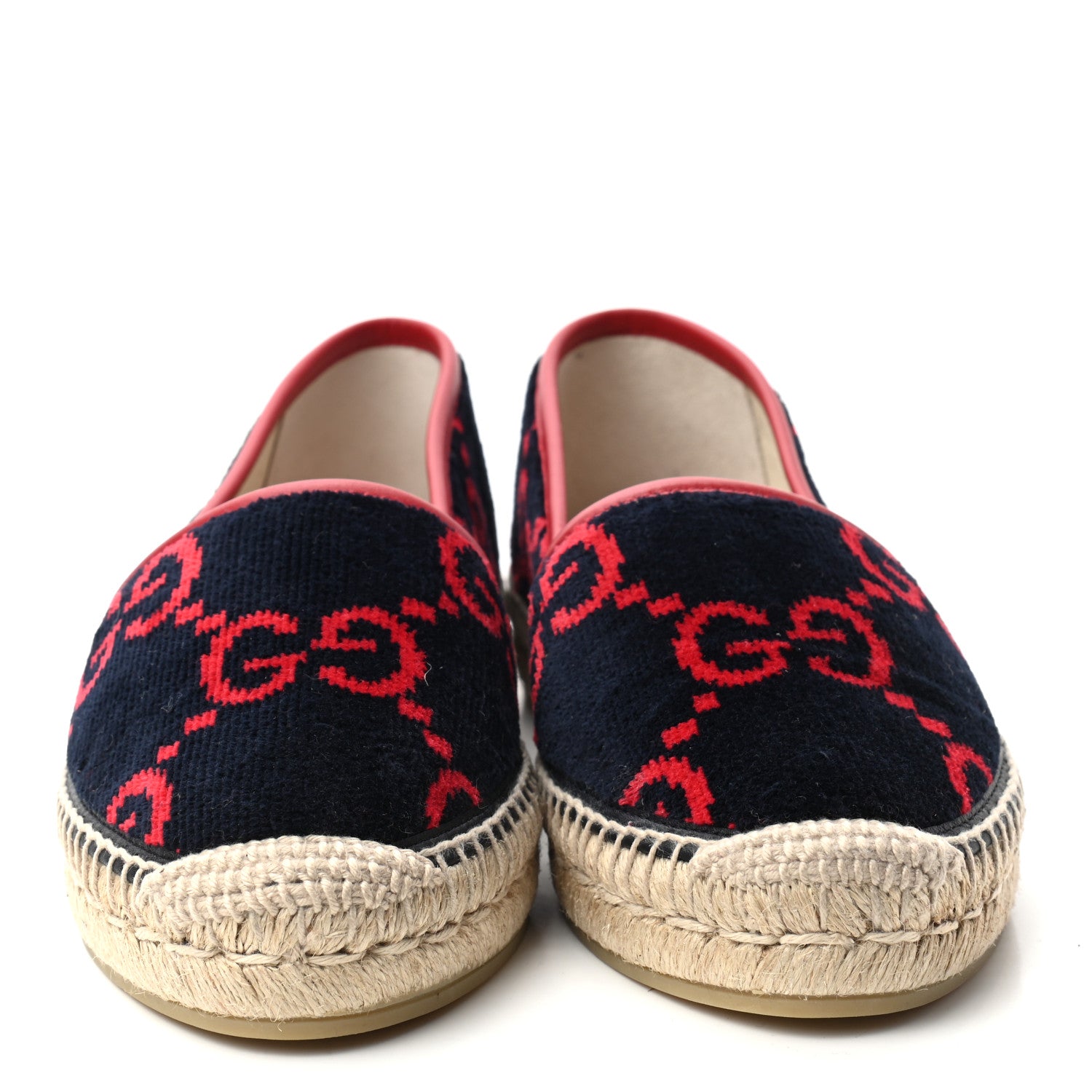 Gucci Terry Cloth GG Monogram Espadrilles 37 Blue Red 2 of 8