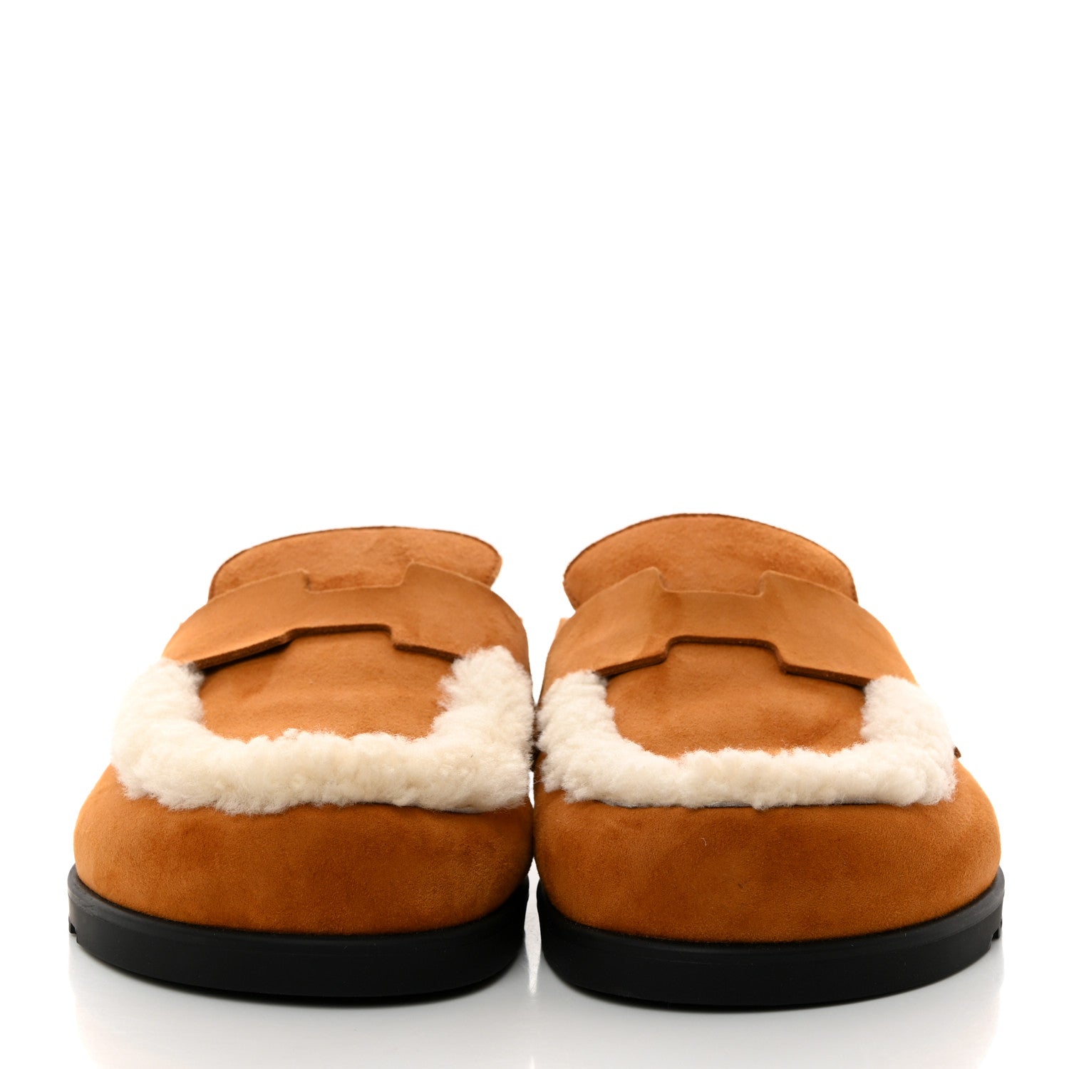 Hermes Suede Goatskin Shearling Go Mules 39 Beige Kraft Ecru 2 of 8