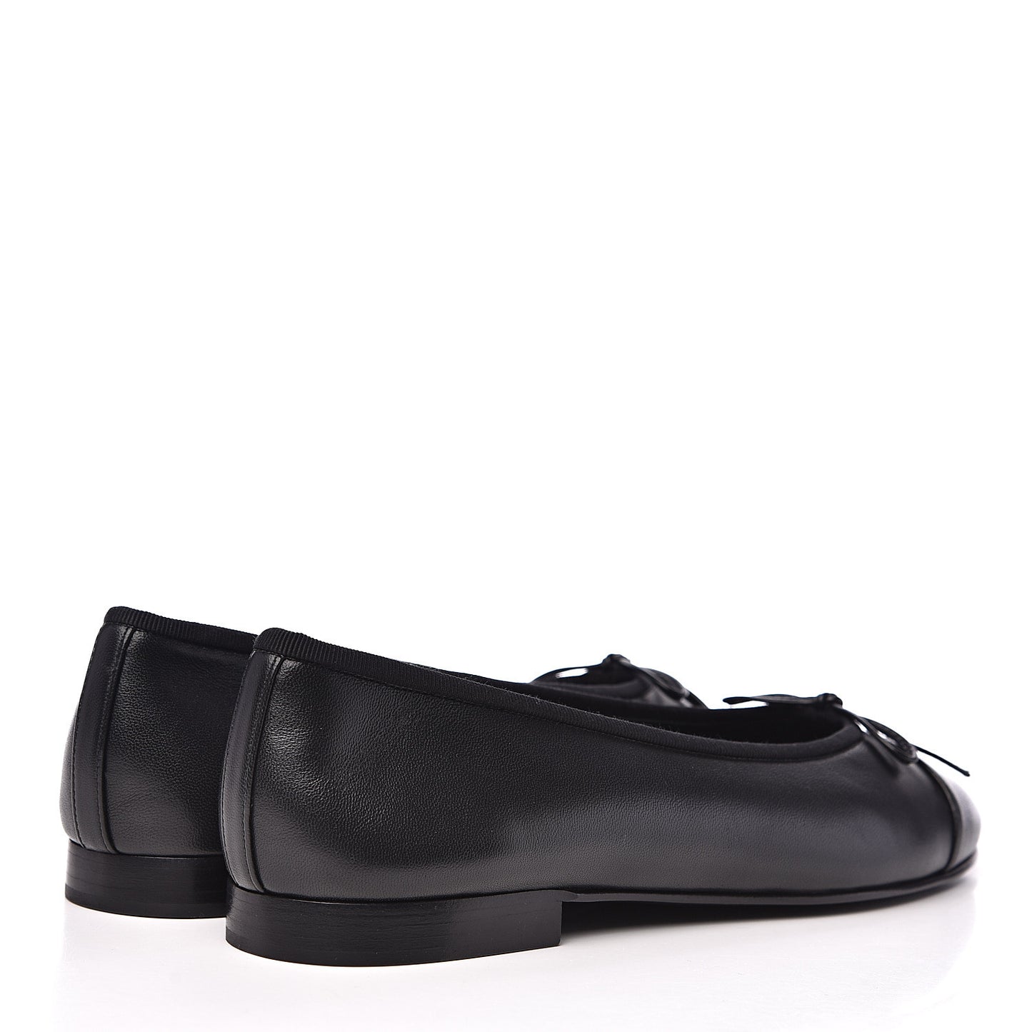 Lambskin Cap Toe Ballerina Flats 40 Black