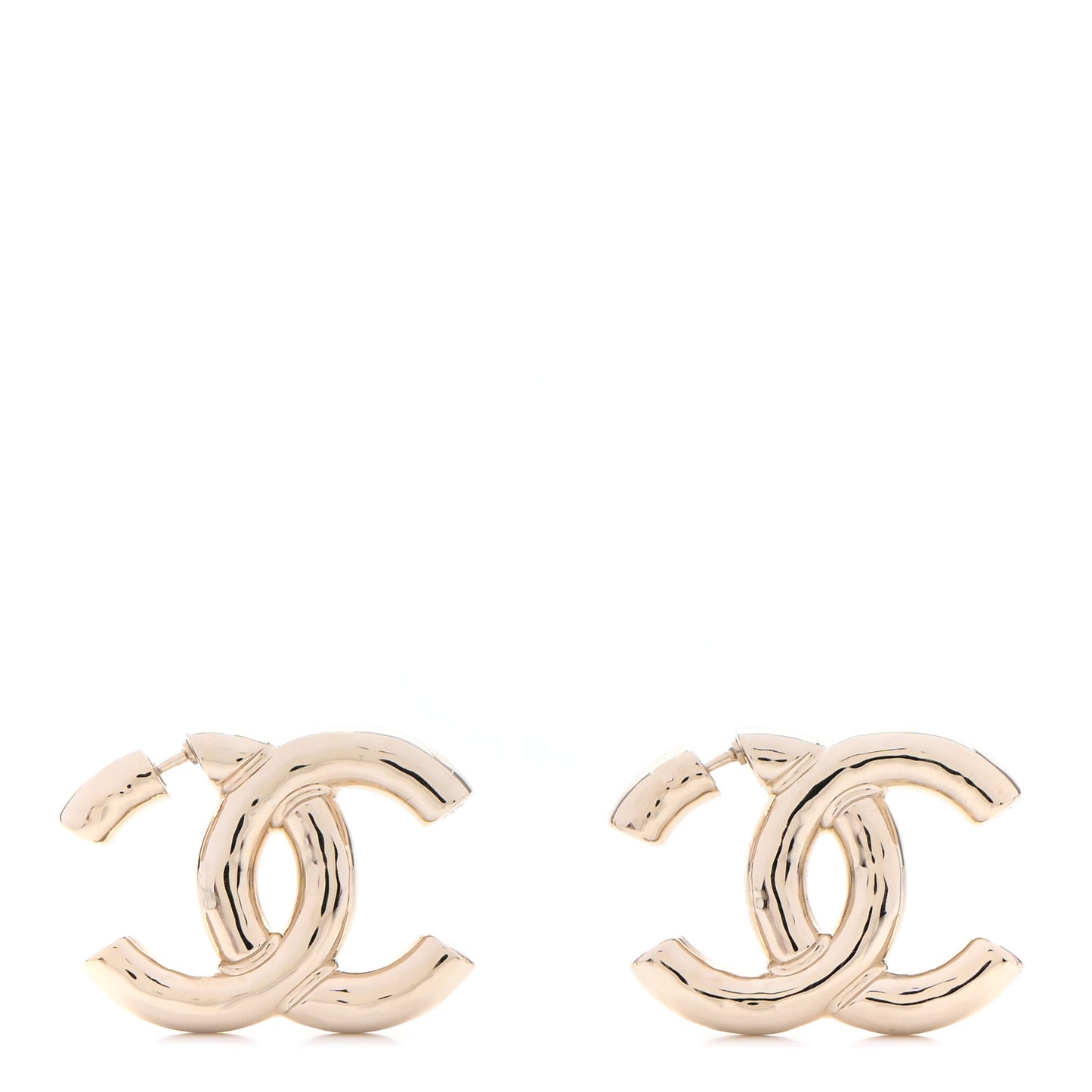 Metal Large CC Earrings Light Gold